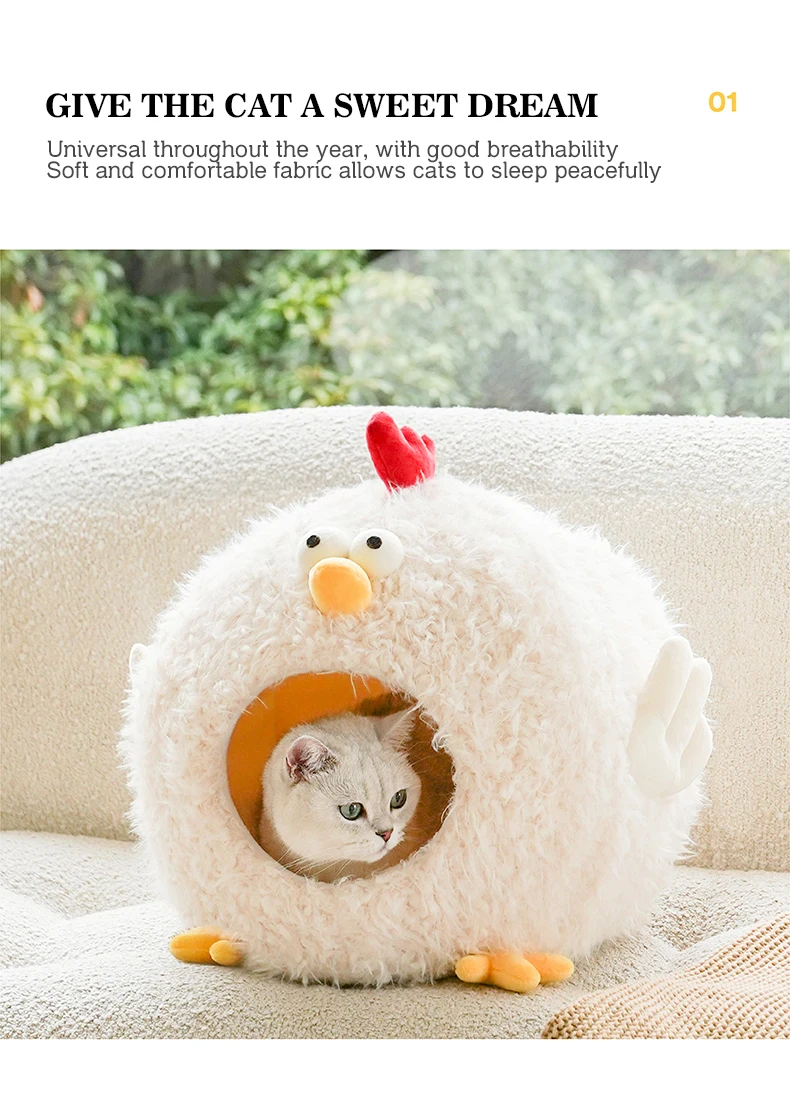 Cama con diseño de pollito para todos los gatos