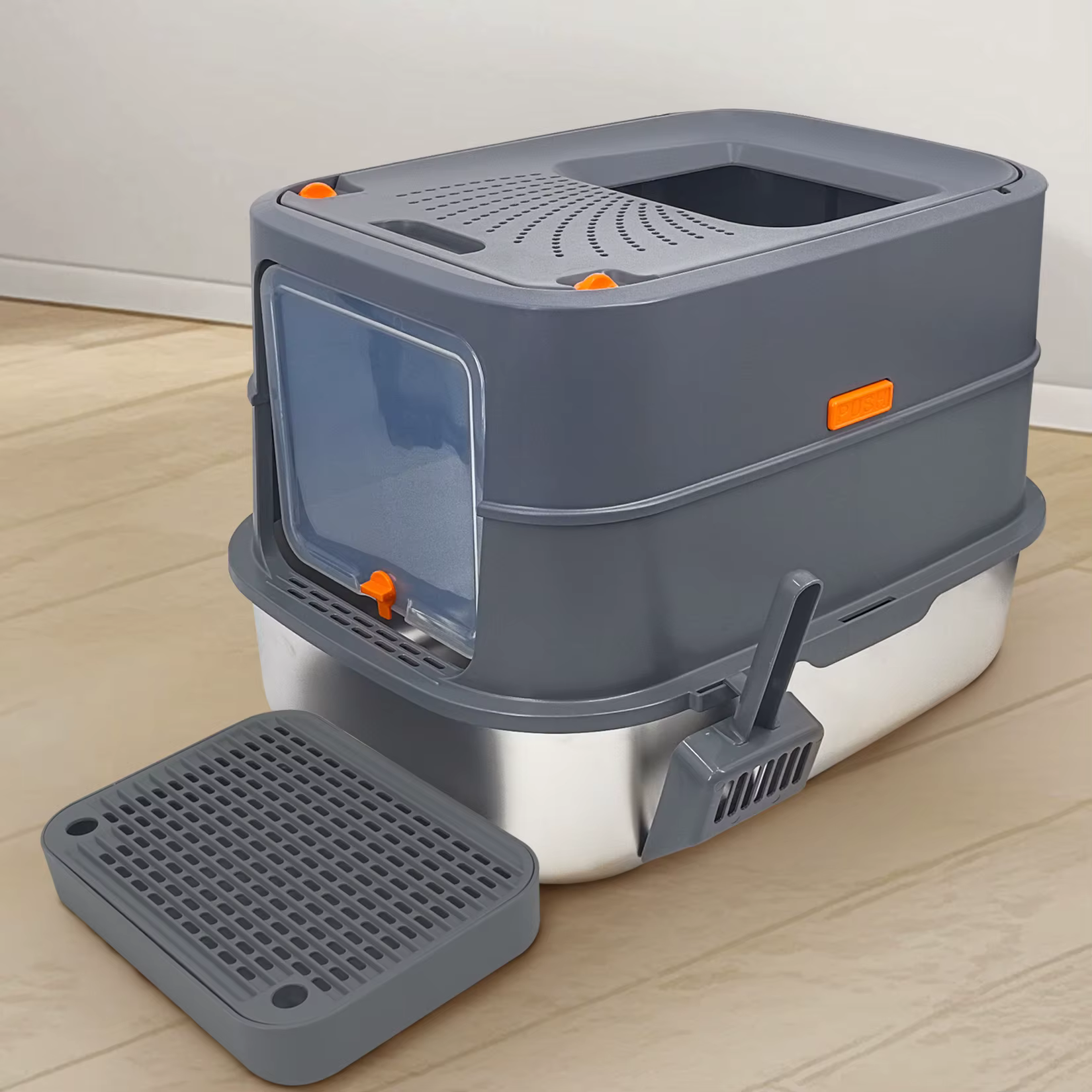 Arenero cerrado grande para gatos con tapa y pala antiadherente - imagen 4