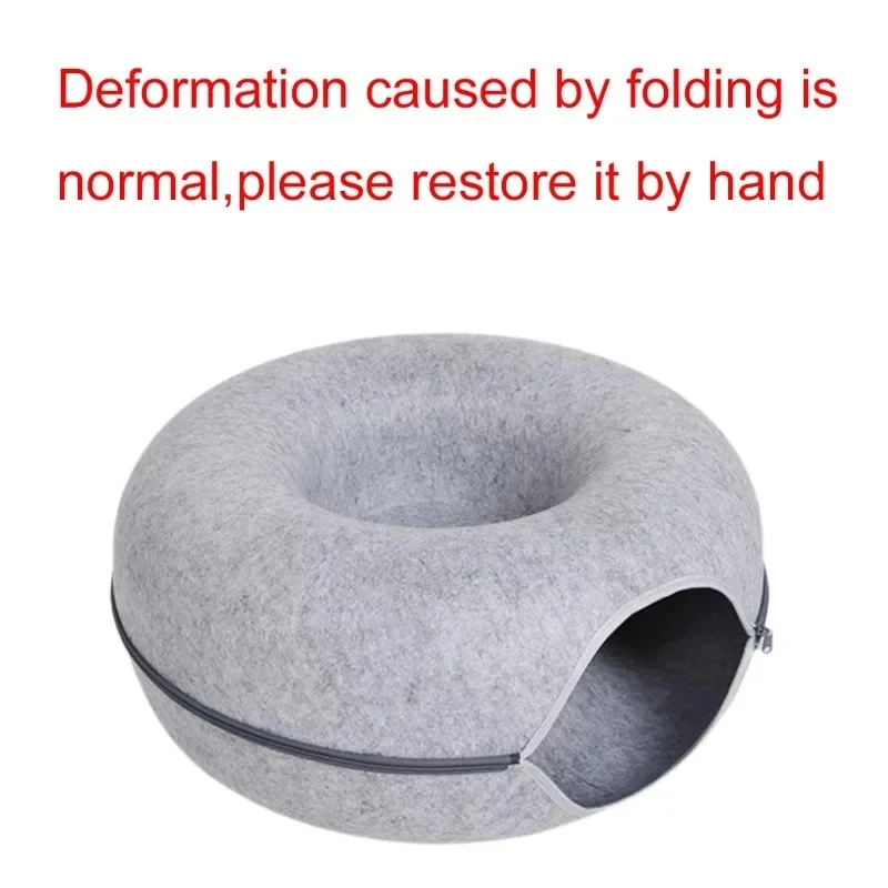 Cama túnel redondo para gatos – Cama nido desmontable de fieltro - imagen 5