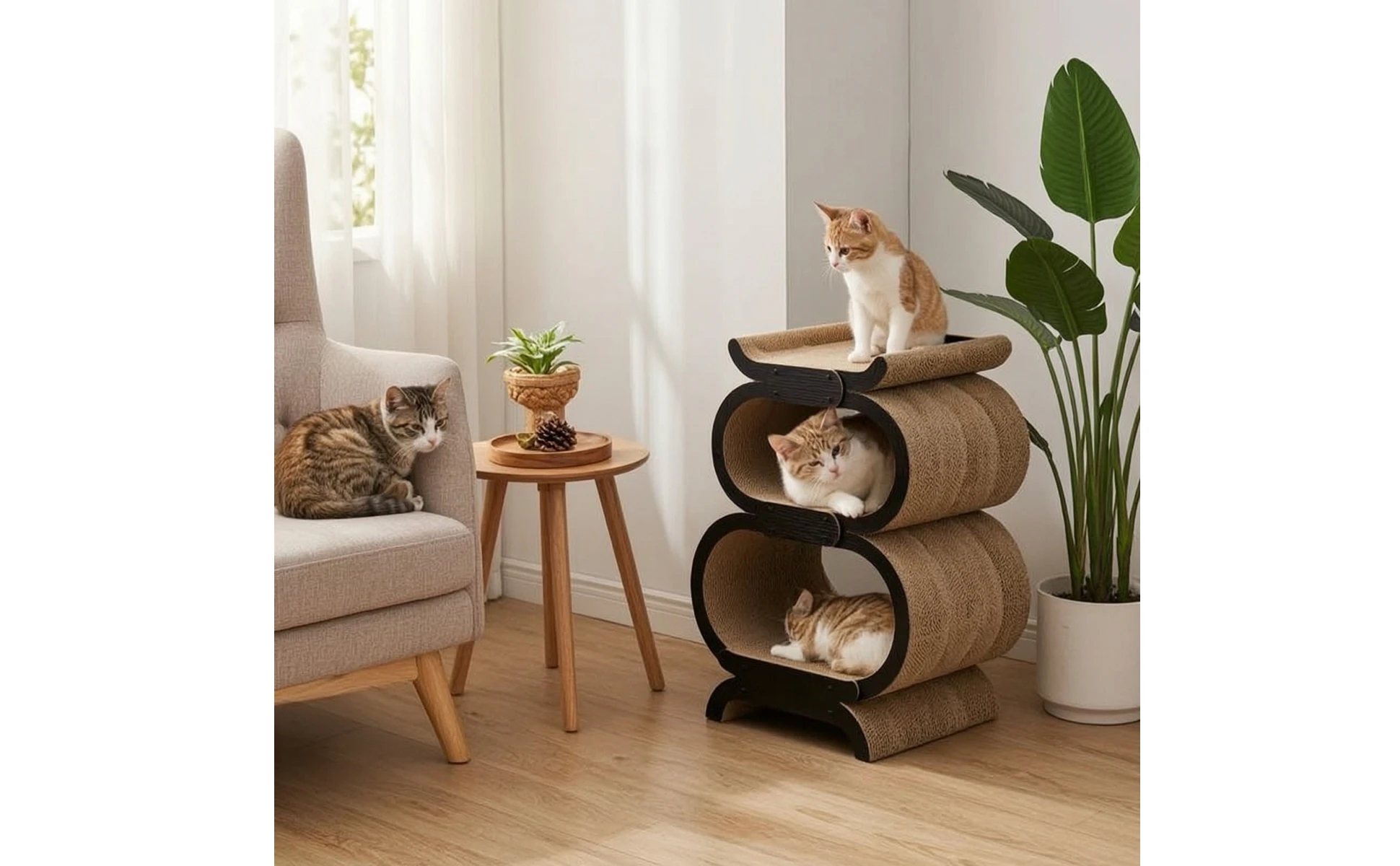 Rascador para gatos con cama diseño calabaza