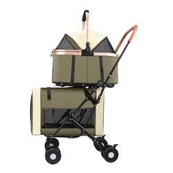 Carrito para mascotas doble nivel superior e inferior, gato y perro