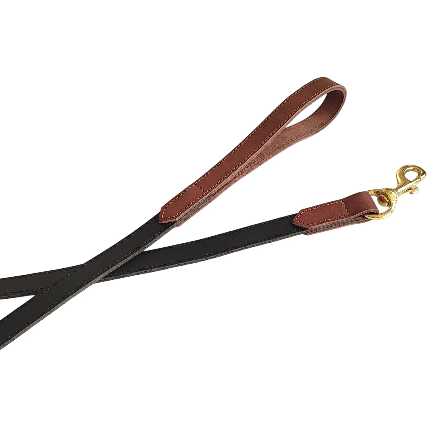 Correa para perro de cuero genuino entrelazado — Herrajes de latón