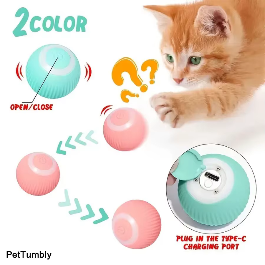 Pelota interactiva automática para gatos – Juguete rodante eléctrico - imagen 3