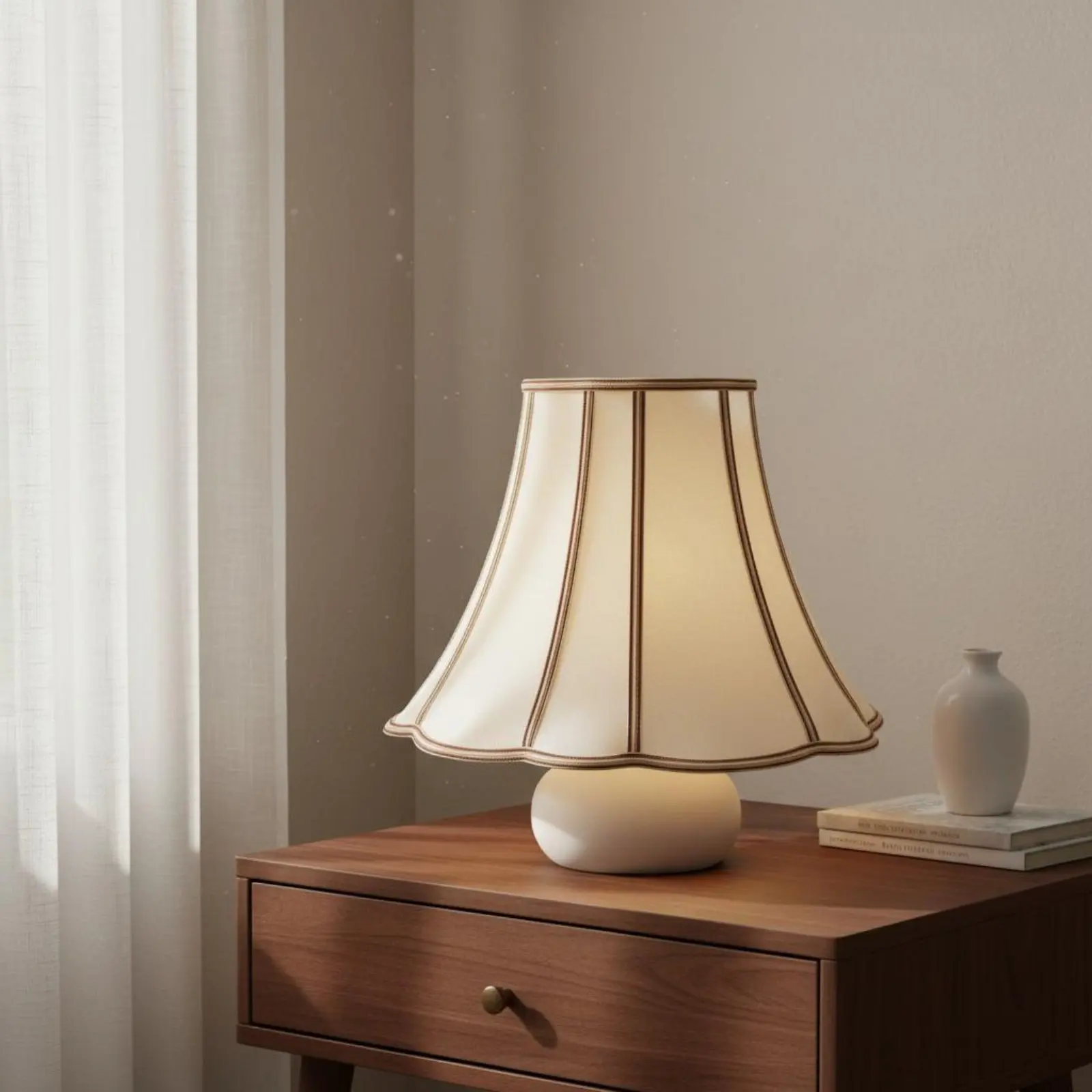 Pantalla de lámpara festoneada con luz suave para gatos y perros