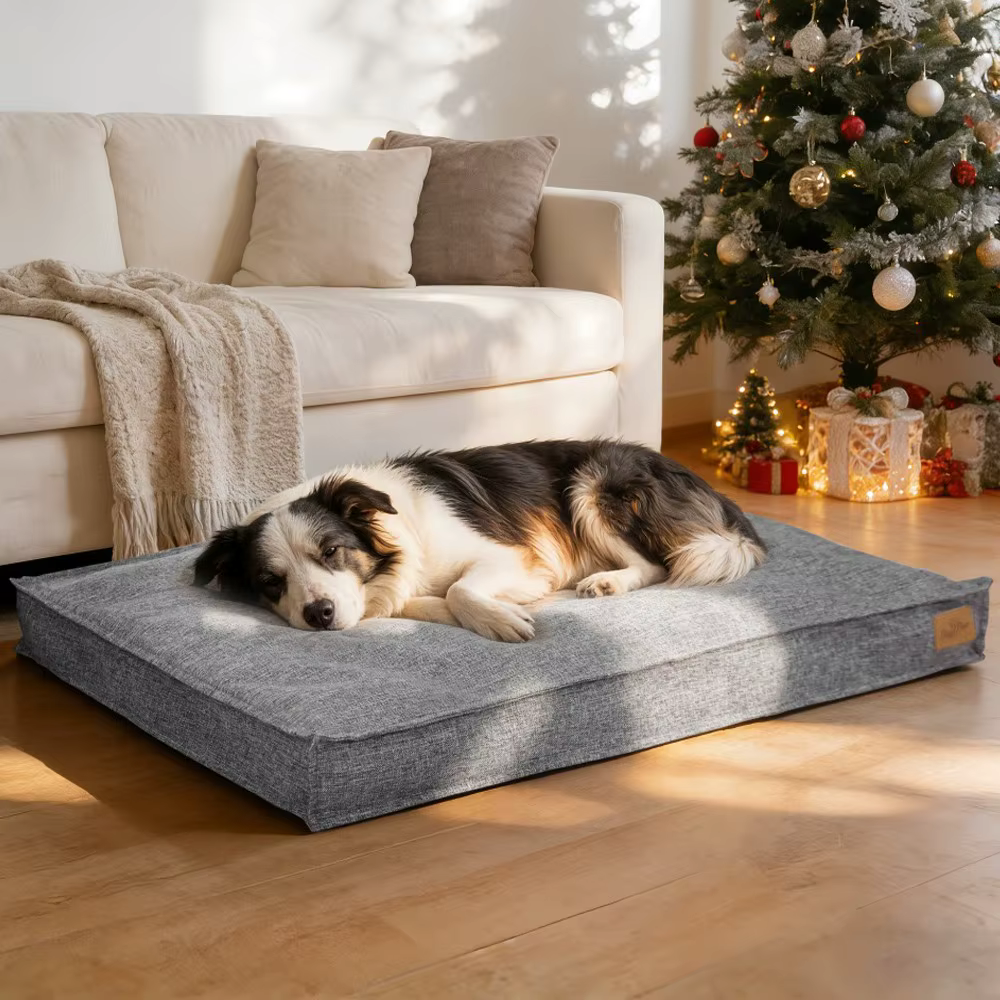 Cama para perro grande con funda de lino lavable y base antiesrés - imagen 5