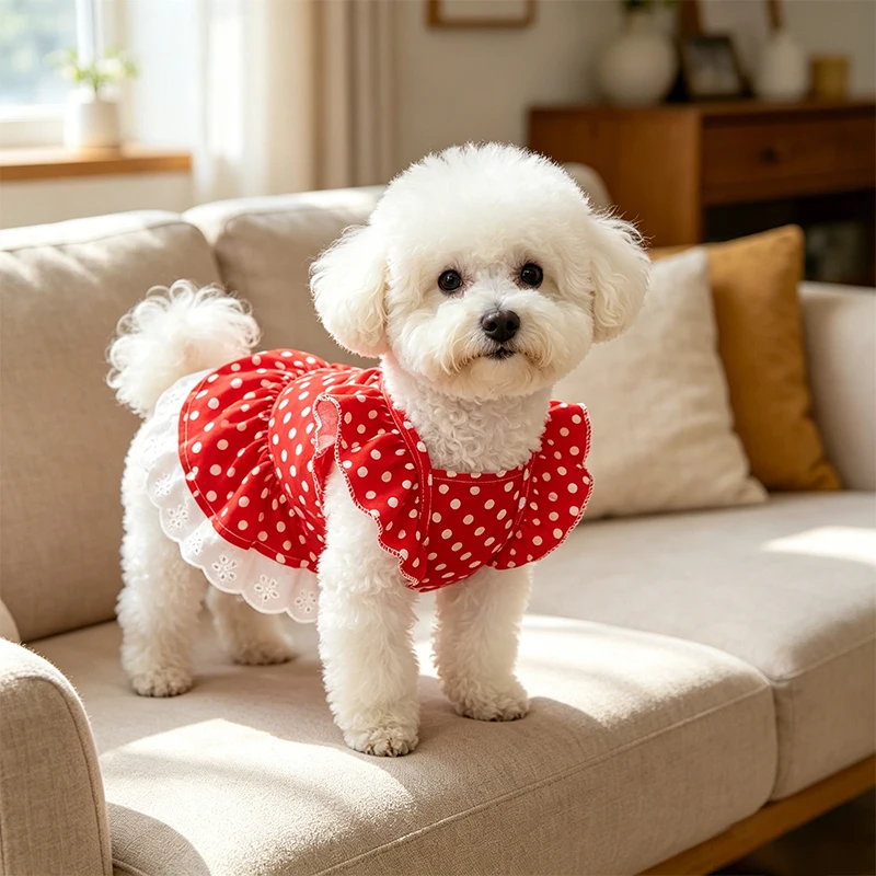 Vestido de verano con lunares para perro y chihuahua y bichón - imagen 3