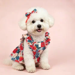 Vestido veraniego para perro Chihuahua y gato – Floral con lazo