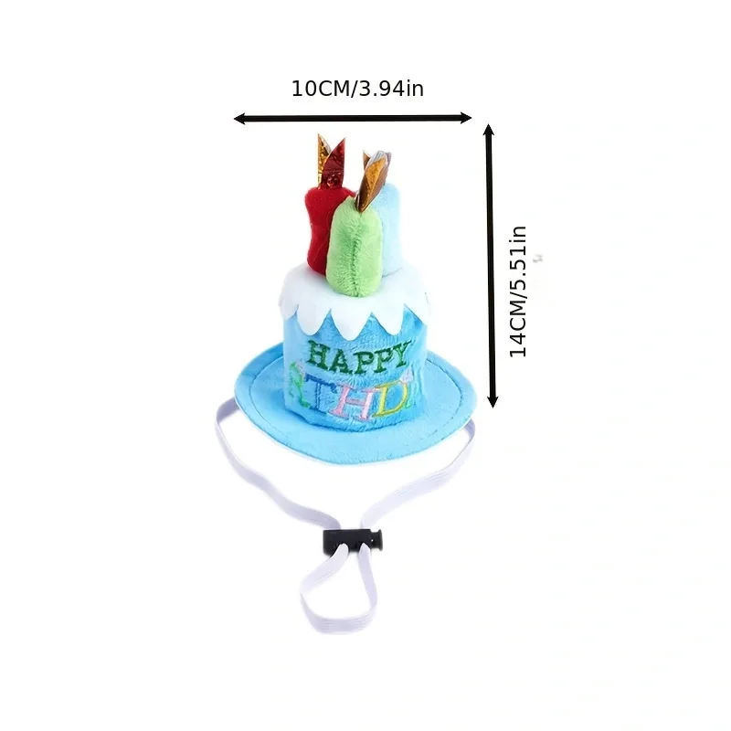 Gorra festiva en tono azul, vista frontal para mascotas