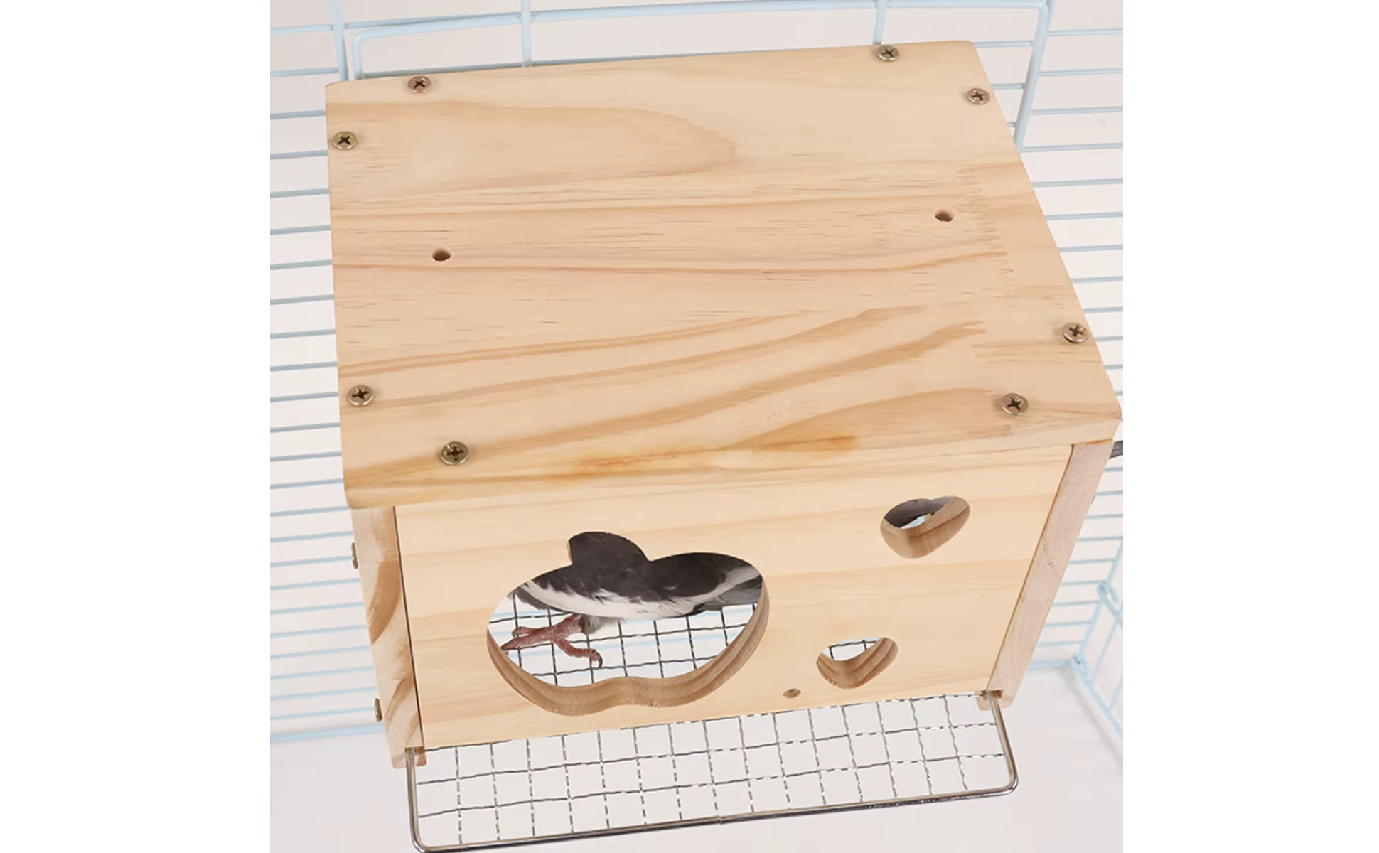 Imagen general de la casa para pájaros con acabado natural