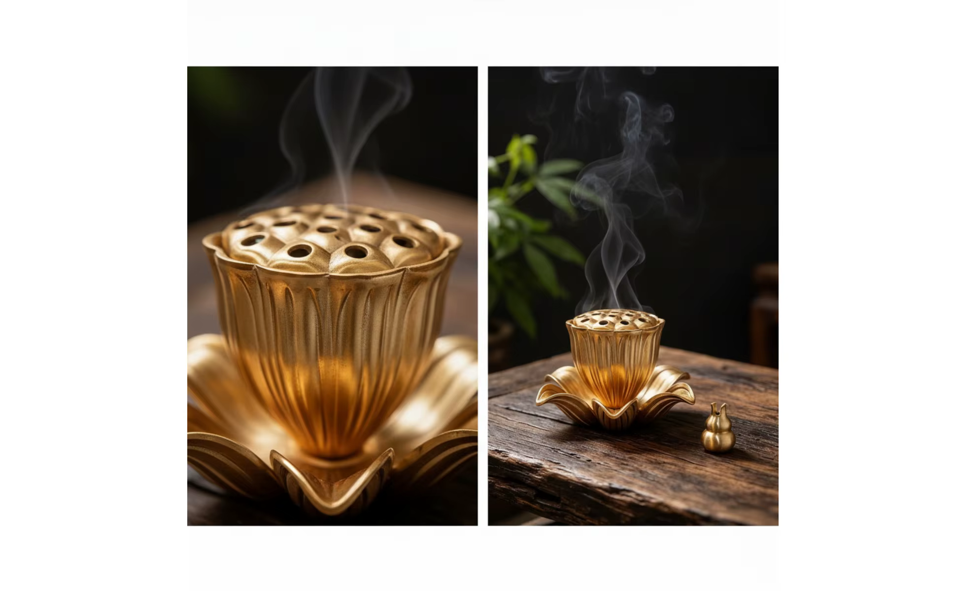 Incensario en un entorno de sala de té con decoración minimalista