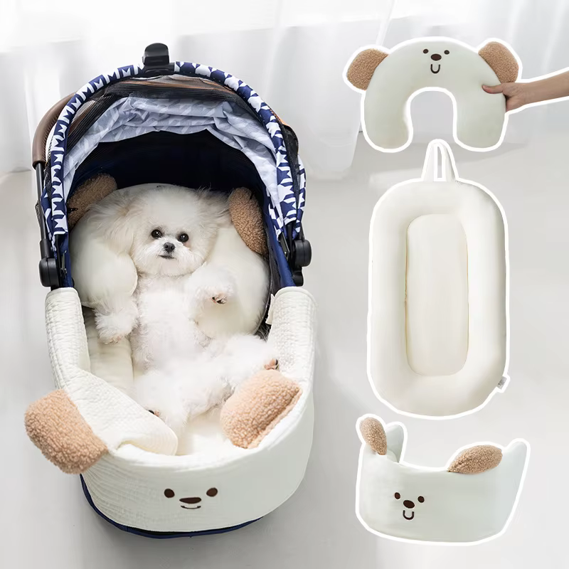 Alfombrilla para carrito de perros y gatos con cojín en U y barandilla - imagen 3