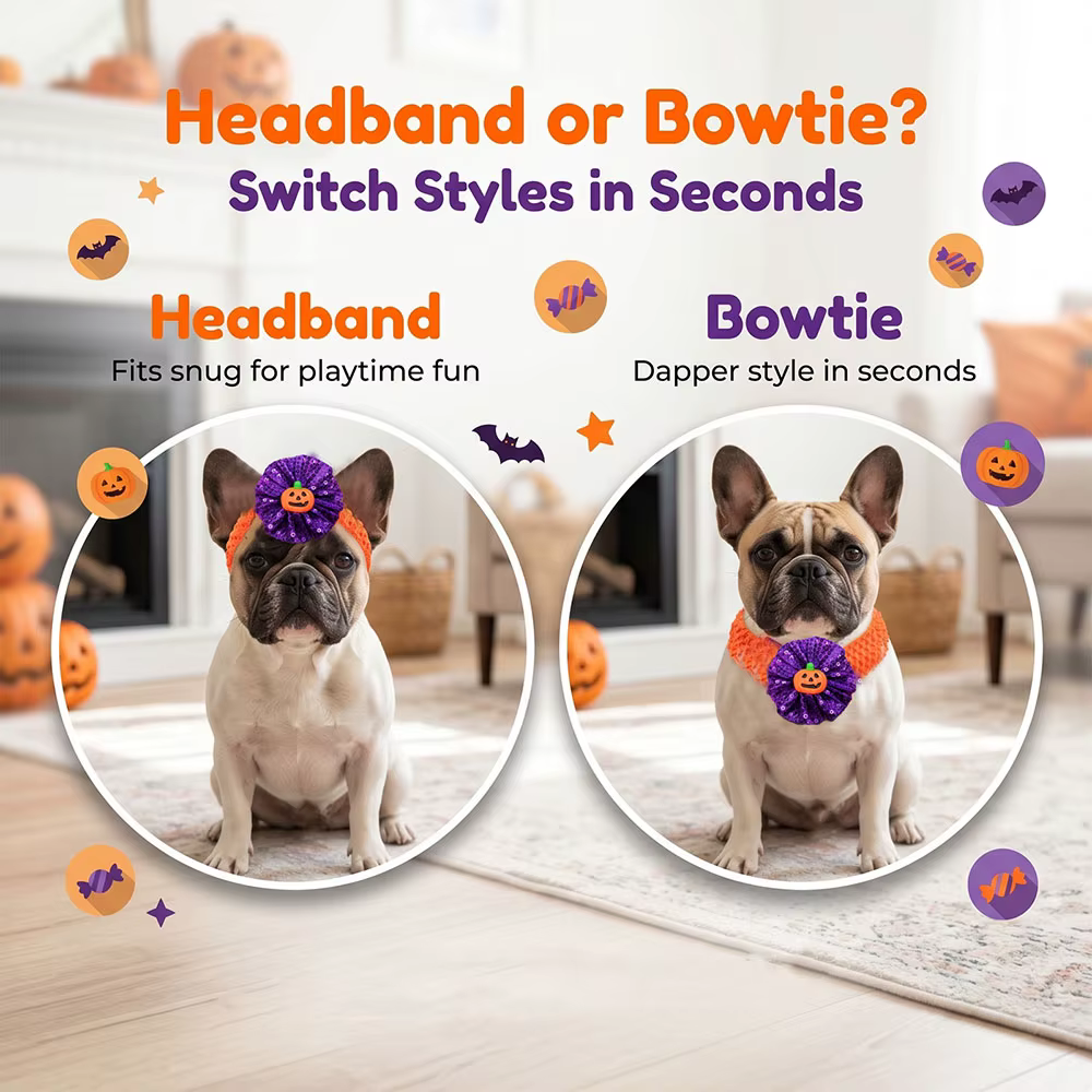 Lazos para perro de Halloween, artesanales, para collar - imagen 4