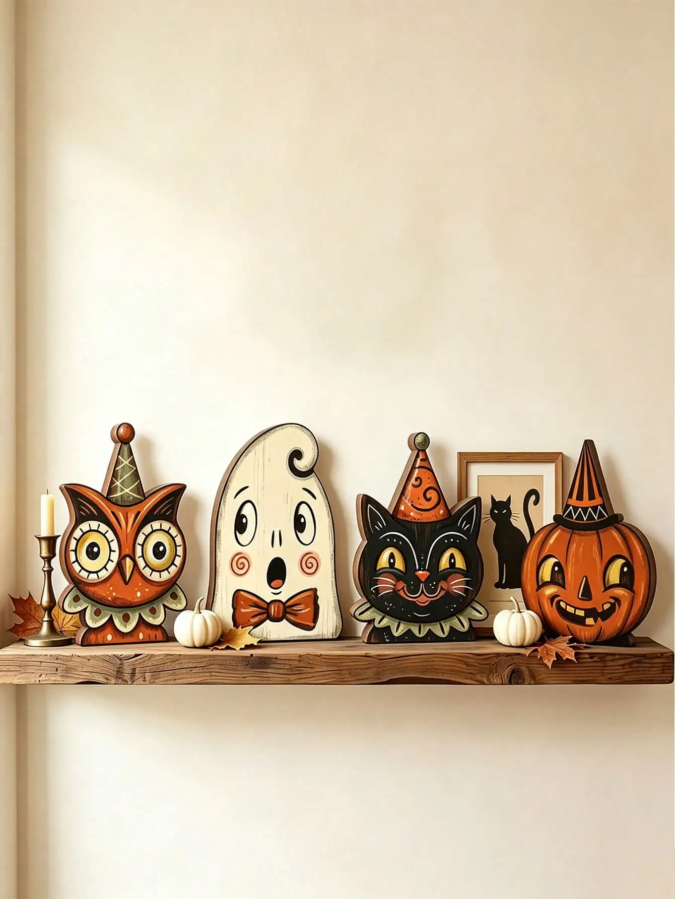 Set Decoraciones Halloween Vintage para Casa – Adornos de Madera - imagen 3