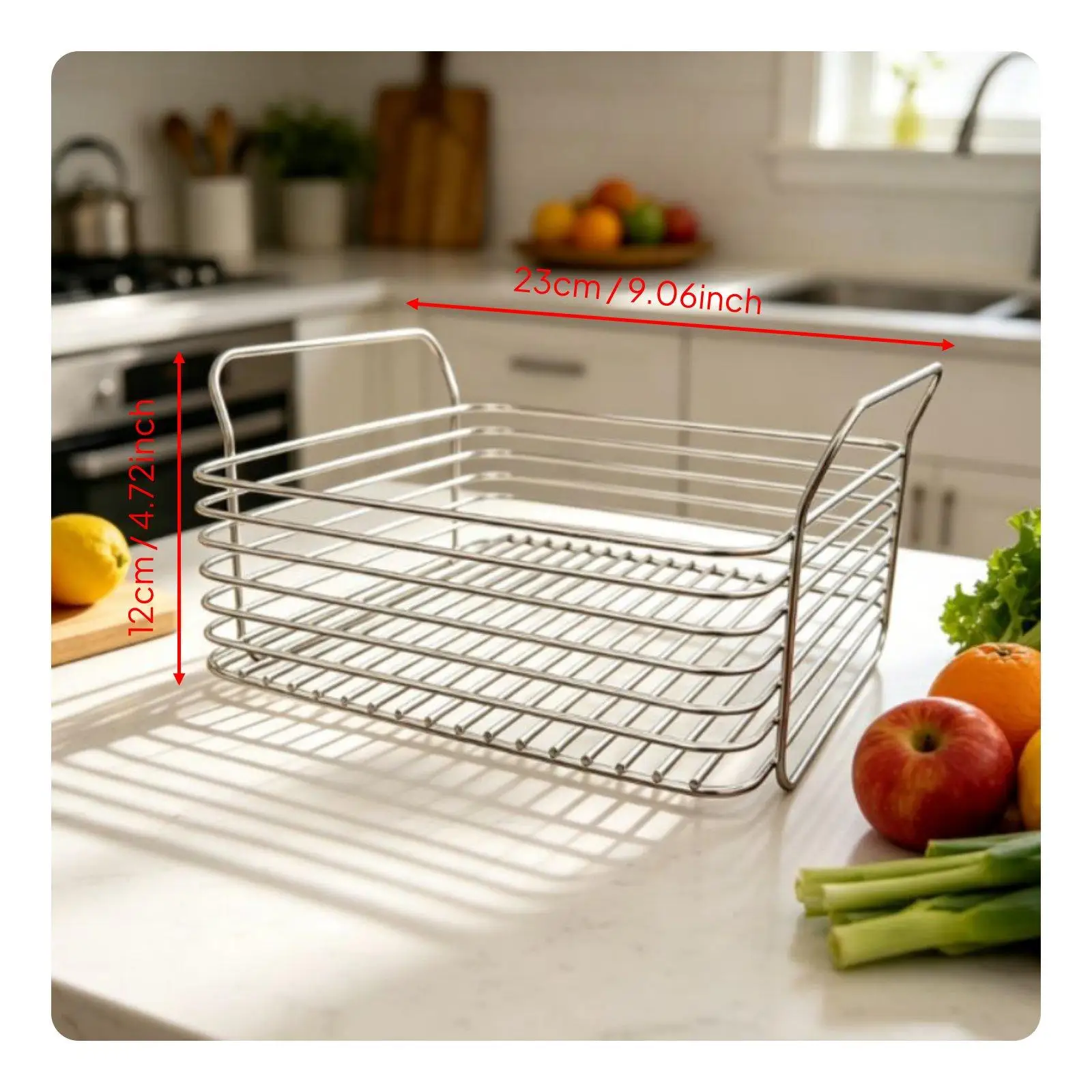 Cesta Apilable de Acero Inoxidable para Cocina y Frutas - imagen 2