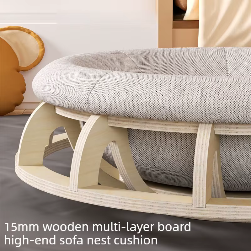 Cama redonda grande para gatos y perros – Nido cálido interior - imagen 4