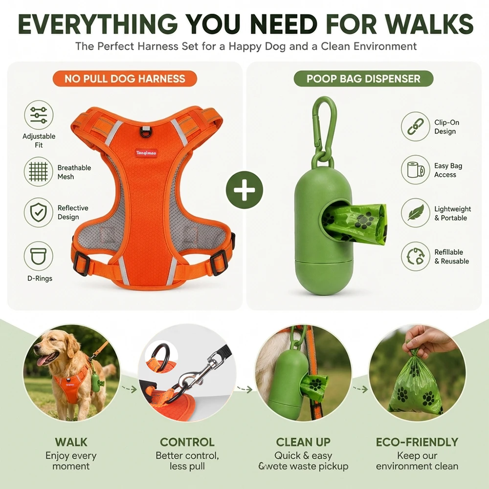 Arnés reflectante para perro pequeño/mediano con dispensador de bolsas - imagen 4