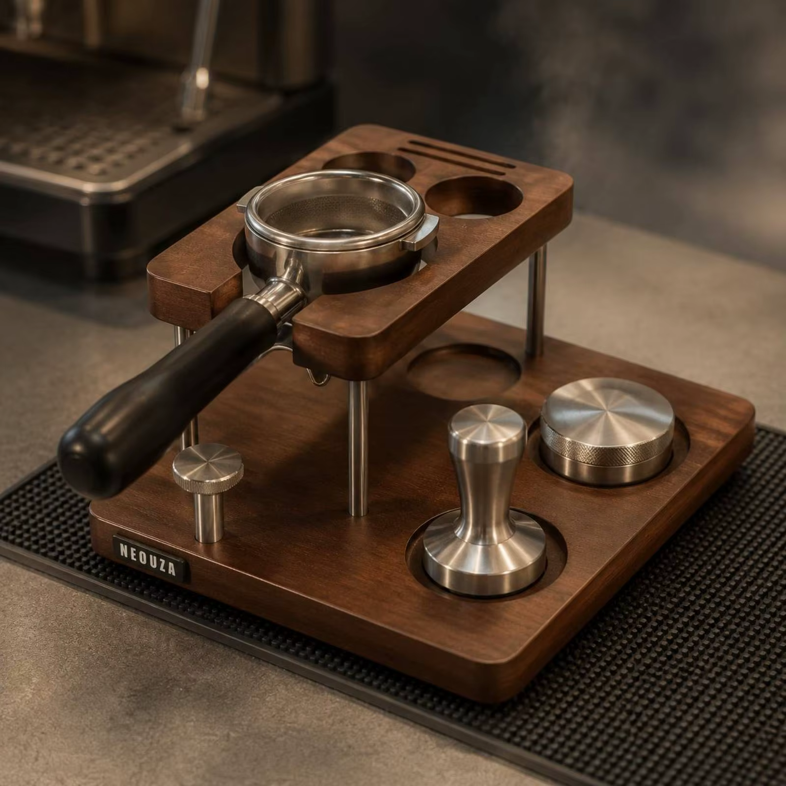 Soporte de madera para prensador de café compacto de espresso - imagen 2