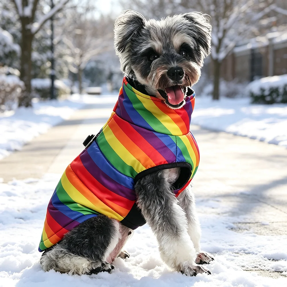 Chaqueta cálida perro mini mediano impermeable viento anillo en D amor