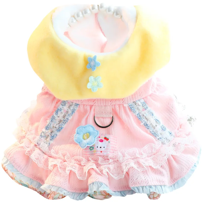 Abrigo vestido acolchado para perro pequeño con encaje - imagen 3