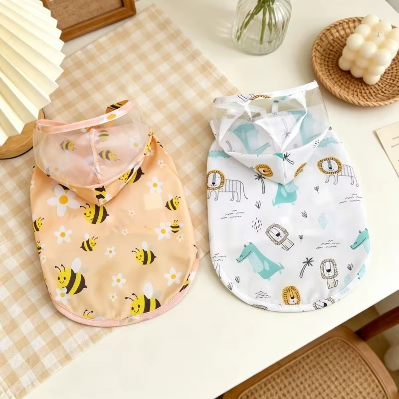 Impermeable con capucha para perros pequeños y gatos – Estampado dibujos - imagen 3