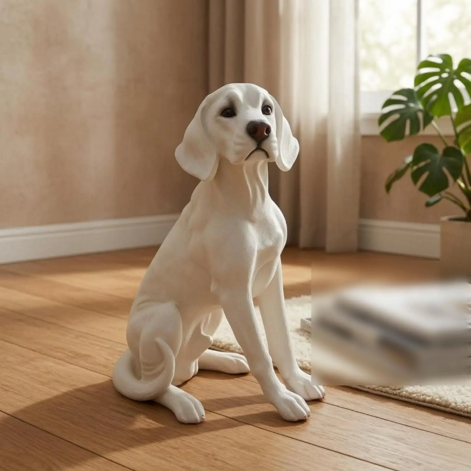 Estatua de Labrador sentado con pelo texturizado – Escultura decorativa para hogar - imagen 3
