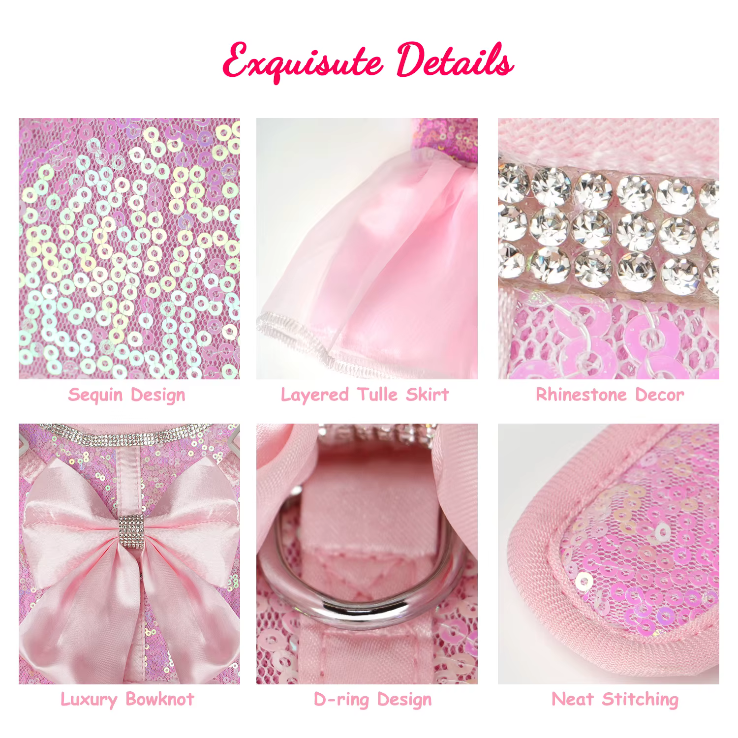 Vestido de Princesa con Arnés para Perros y Gatos – Brillantina - imagen 4
