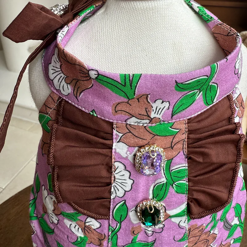 Vestido floral de princesa para perros pequeños, con lazo y volantes - imagen 2