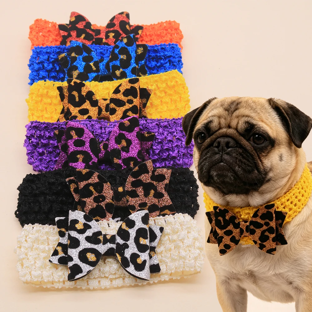 Collar elástico con lazo leopardo para perros y gatos - imagen 3