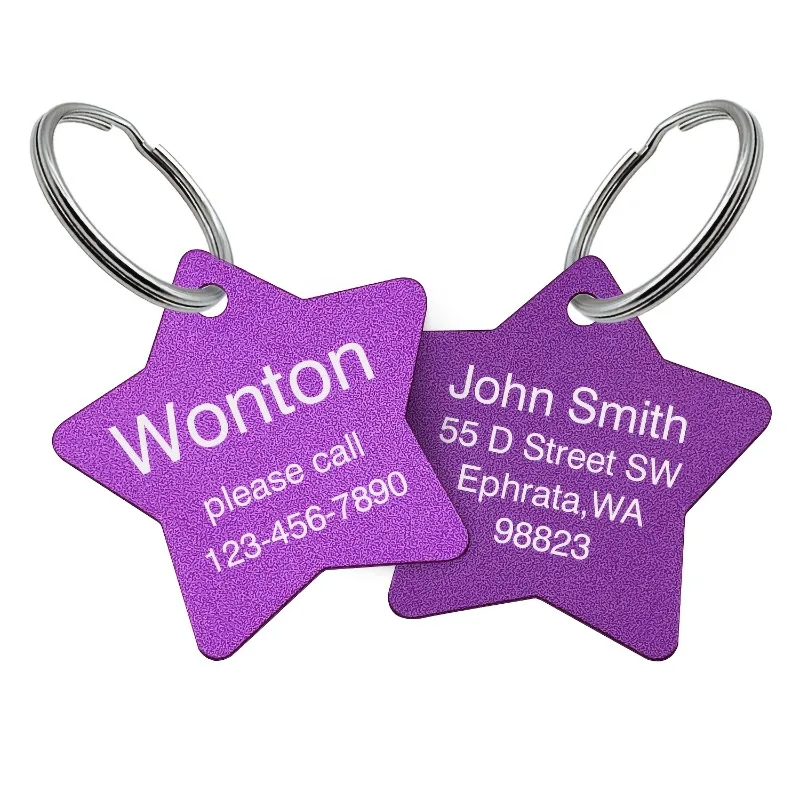 Placa identificativa personalizada para perro en aluminio – Estrella - imagen 4
