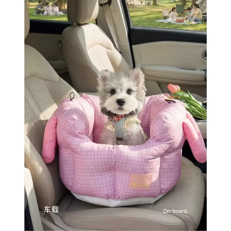 Mochila rosa a cuadros para transportar gatos y perros pequeños – Transpirable y lavable
