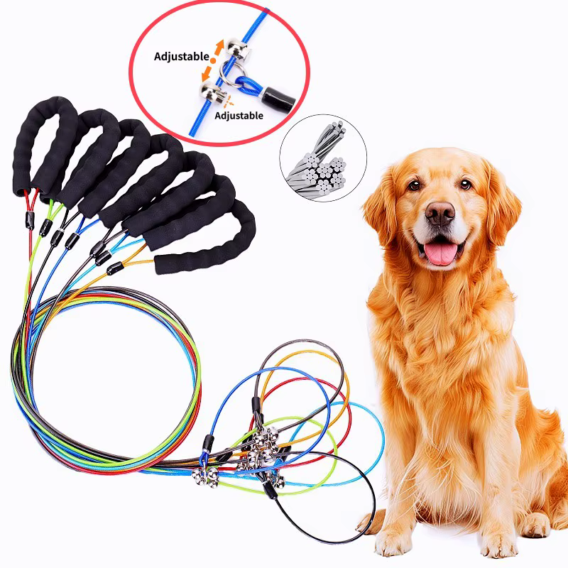 Correa para perros de acero, tipo cadena, ajustable con mango suave - imagen 4