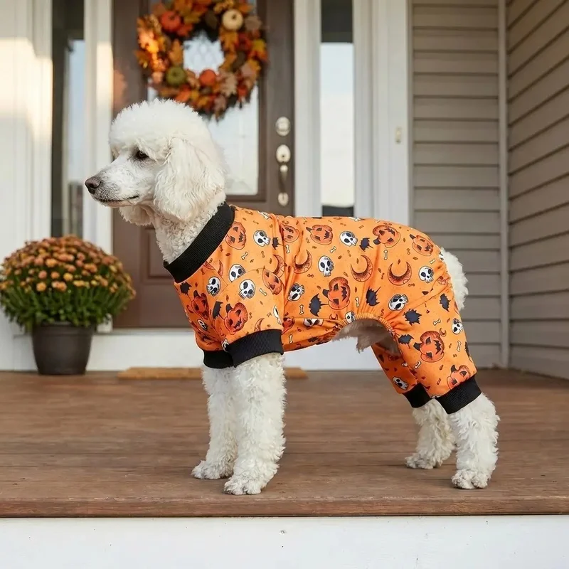 Pijama Halloween para perros pequeños y gatos – Mono naranja