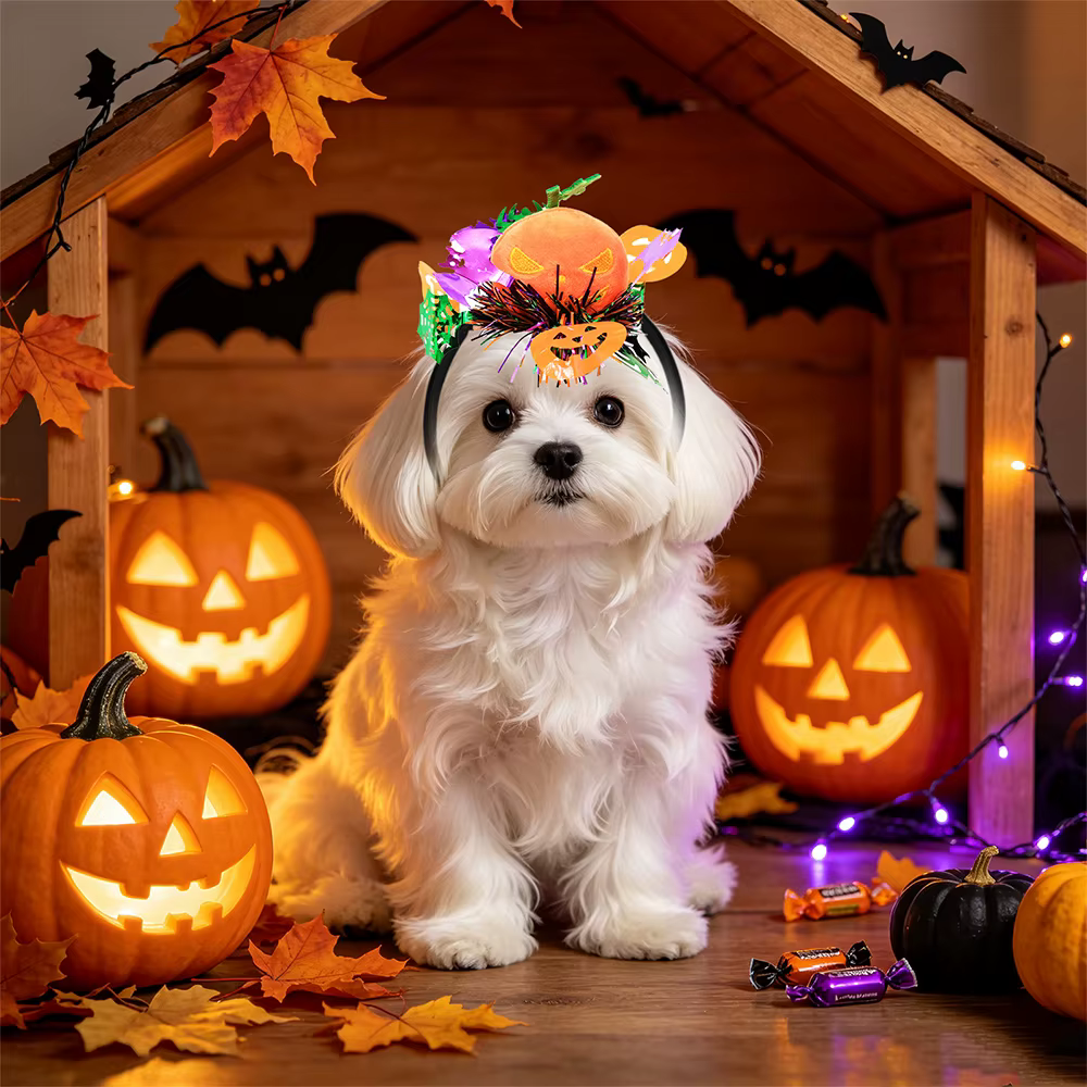 Lazos pelo perro Halloween calabaza - Ajustables brillantes - imagen 4