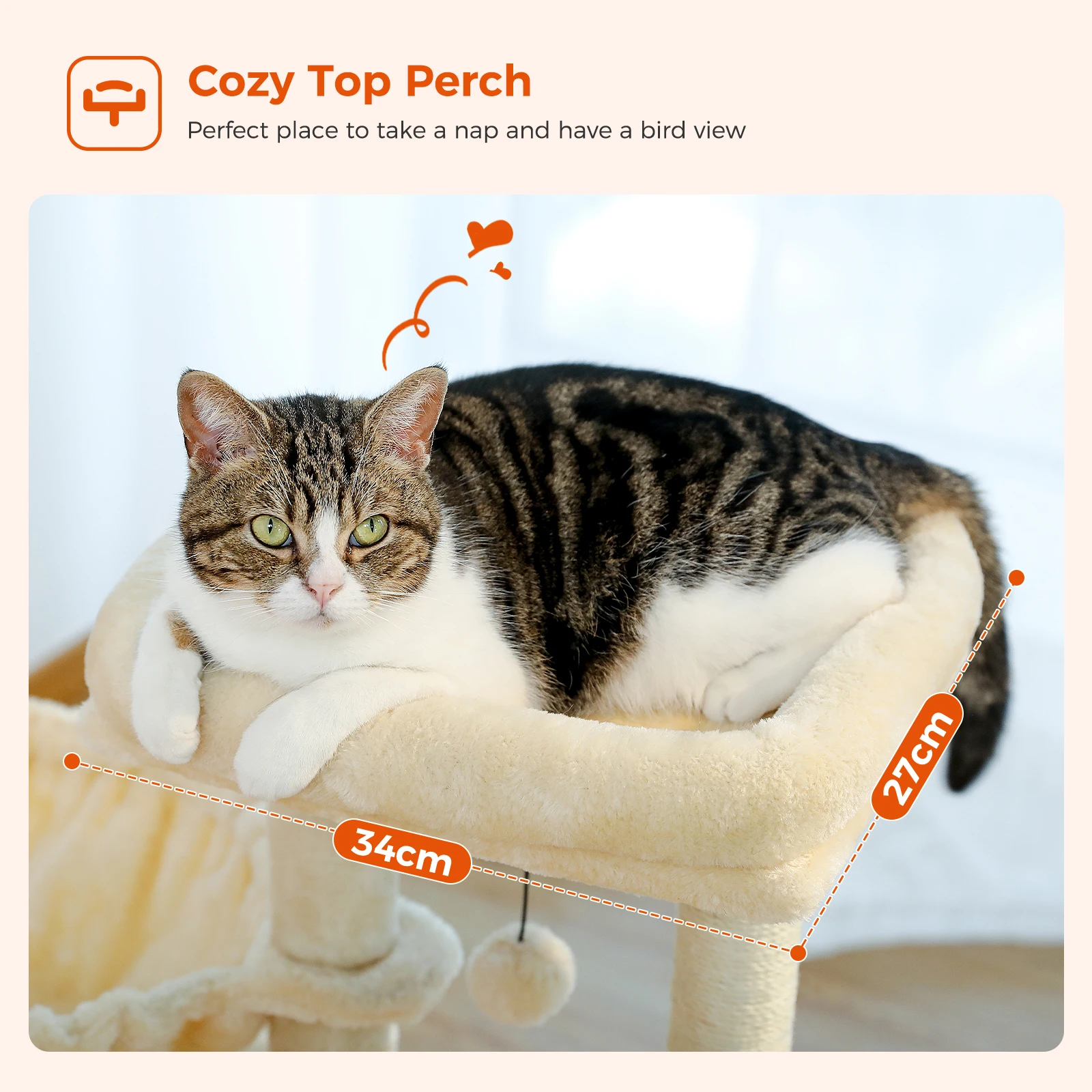 Árbol rascador para gatos con cama y hamaca suave, torre pequeña - imagen 5