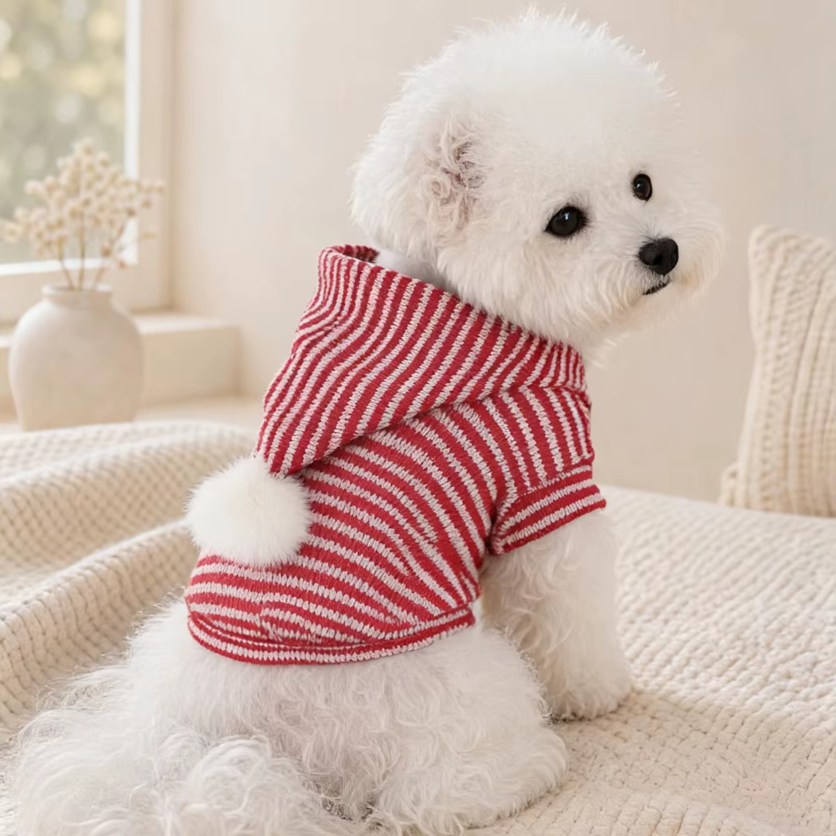Sudadera con Capucha y Bola de Peluche para Perros y Gatos Pequeños - imagen 4