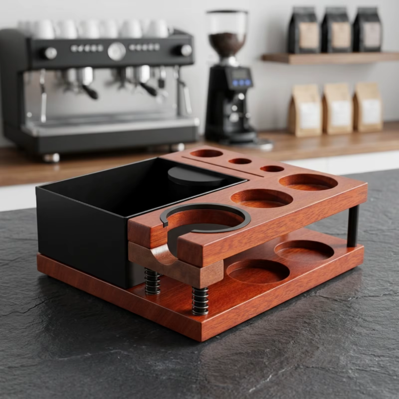 Soporte para tamper de espresso con resorte y múltiples orificios - imagen 5