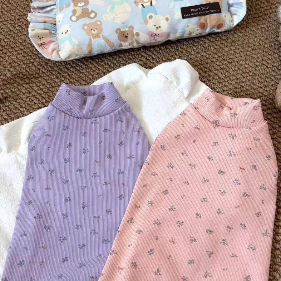 Pijama algodón acanalado floral rosa para gatos Sphynx - imagen 2