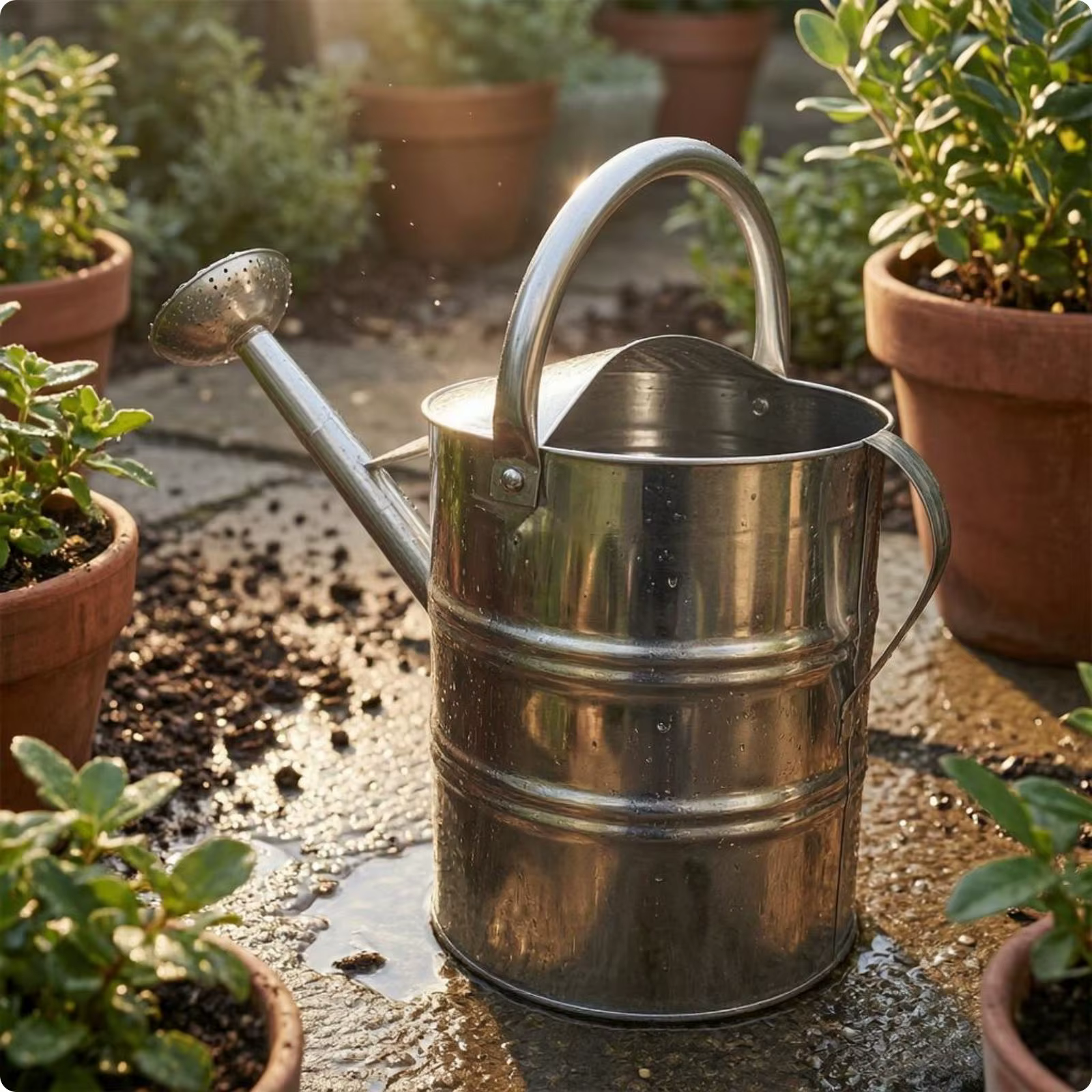 Regadera acero inoxidable con boquilla larga – Para macetas y jardín - imagen 5