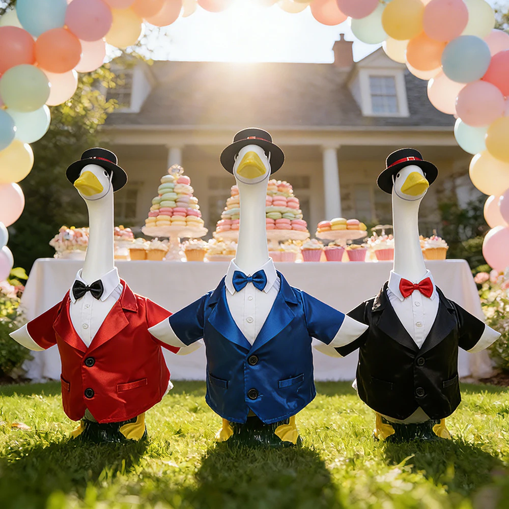 Traje de novia y novio para estatua de ganso de jardín - imagen 4