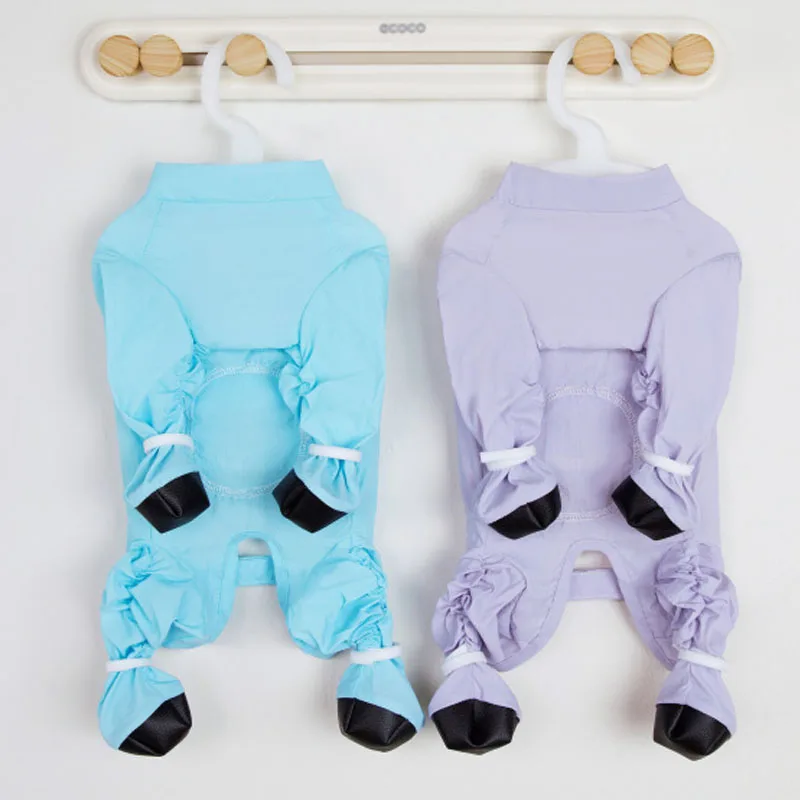 Mono impermeable azul para perro pequeño de pie