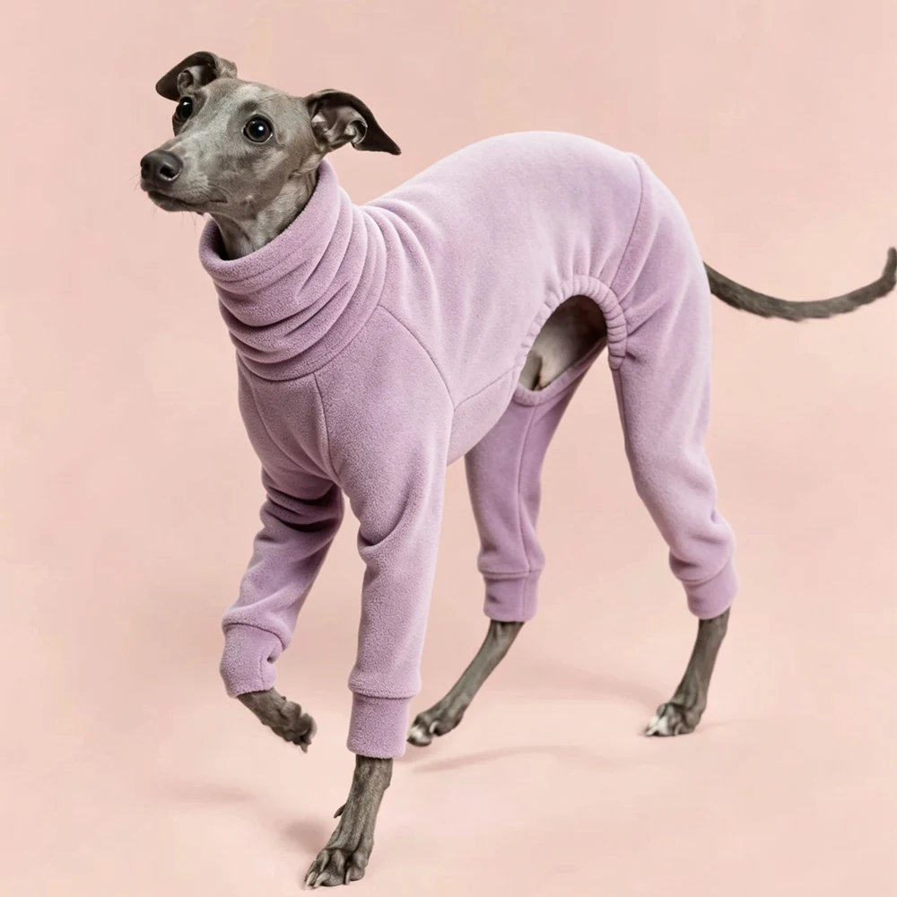 Abrigo polar con cuello alto para galgos y perros pequeños – Sudadera azul cálida - imagen 5