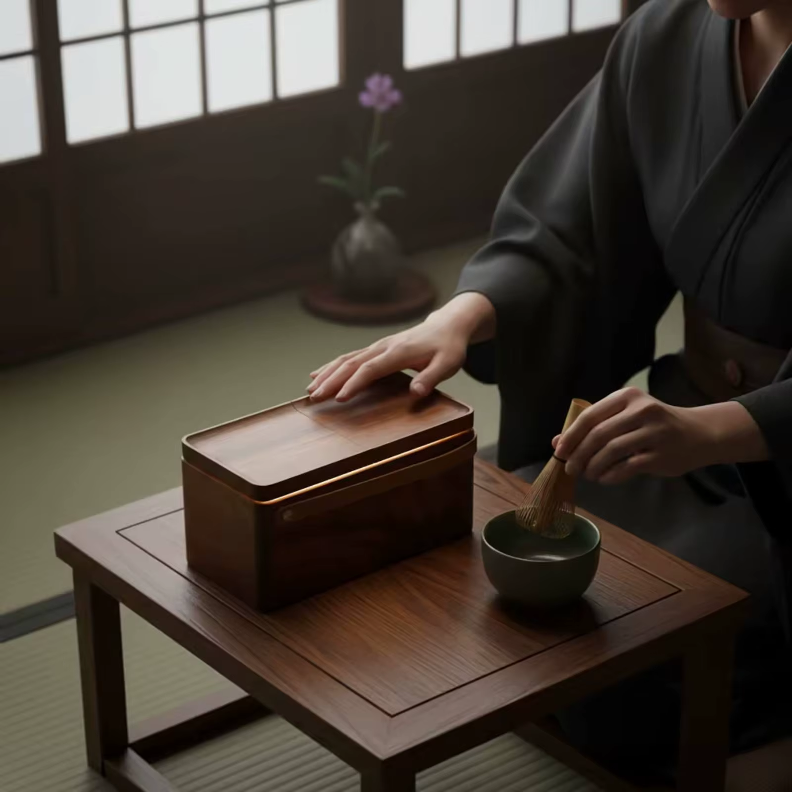 Caja organizadora de madera de nogal portátil – Almacén compacto de té para exterior - imagen 2