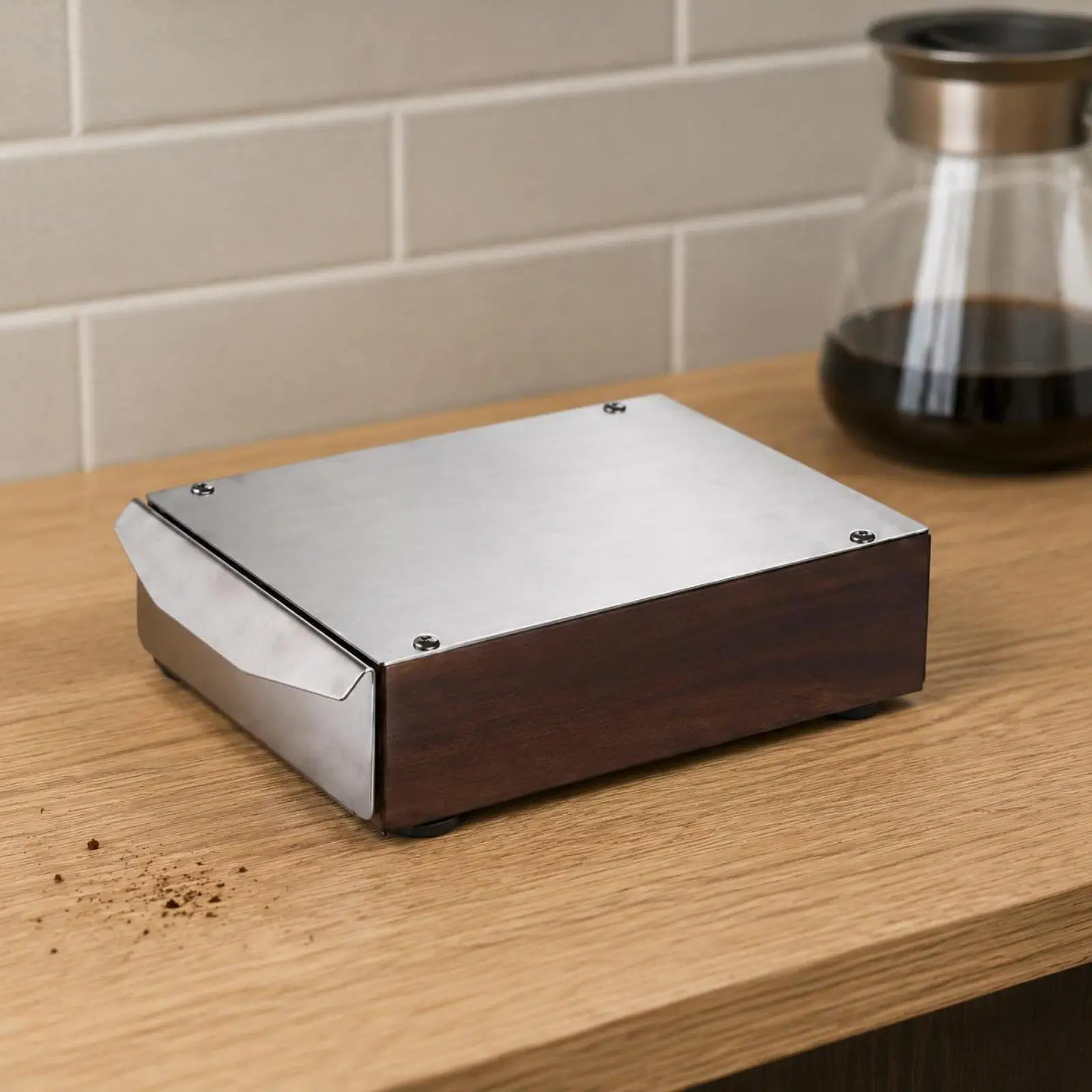 Contenedor posos café espresso con cajón – Estilo nogal - imagen 3