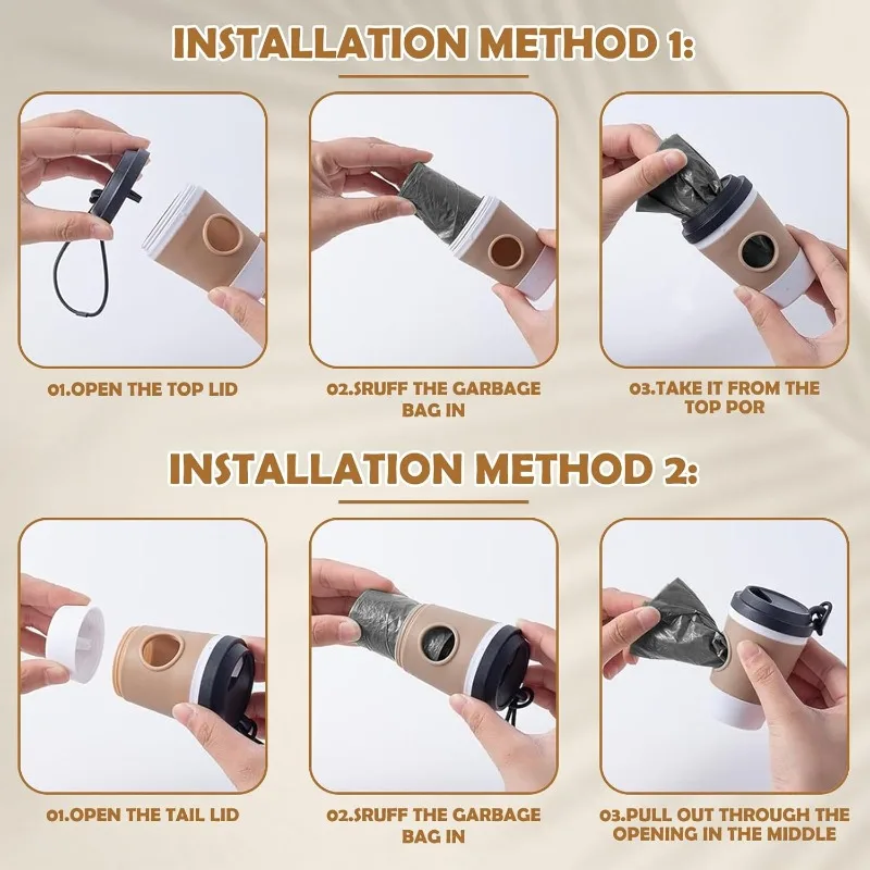 Dispensador portátil de bolsas para excrementos de perro, taza - imagen 4