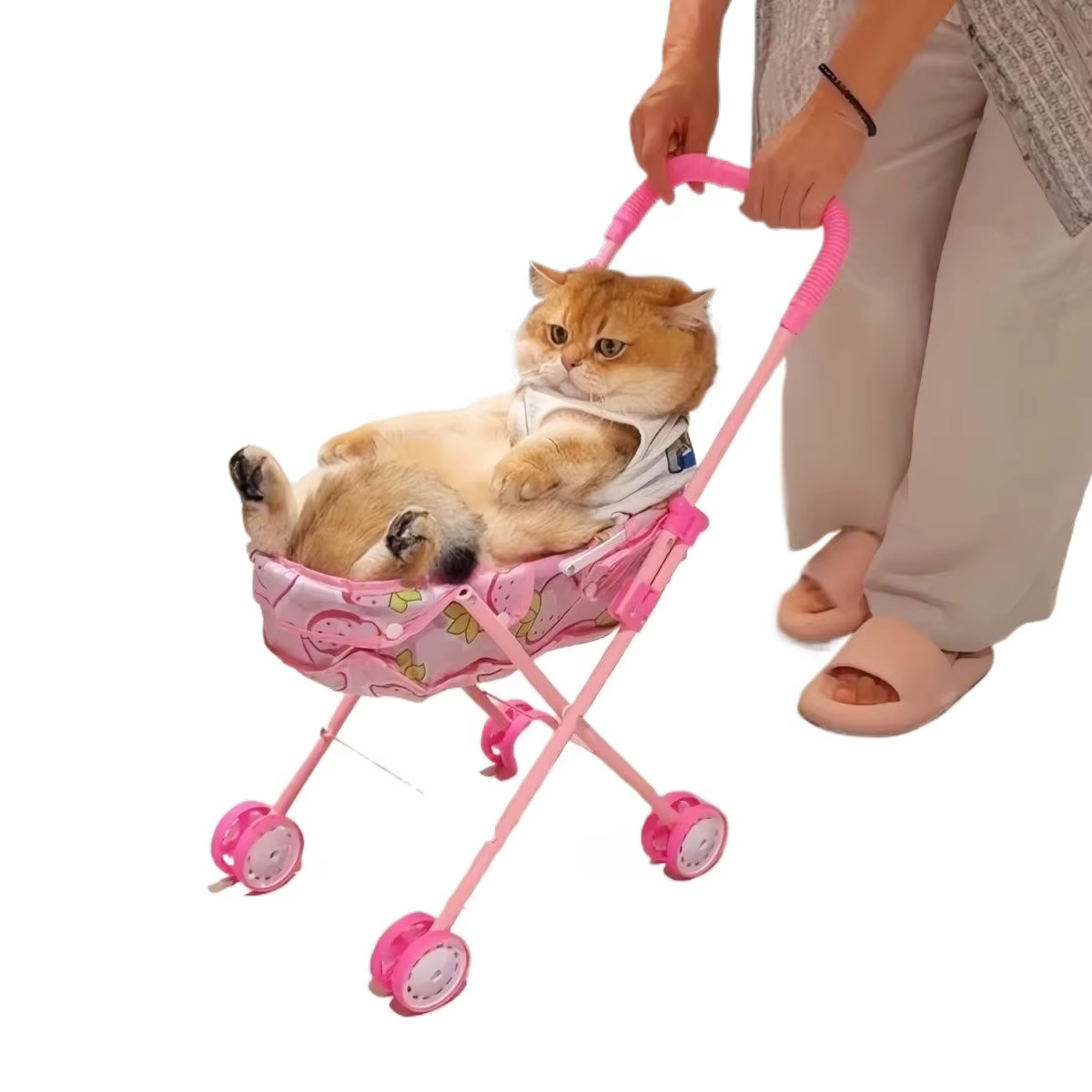 Carrito plegable portátil con sombrilla para perros y gatos - imagen 3