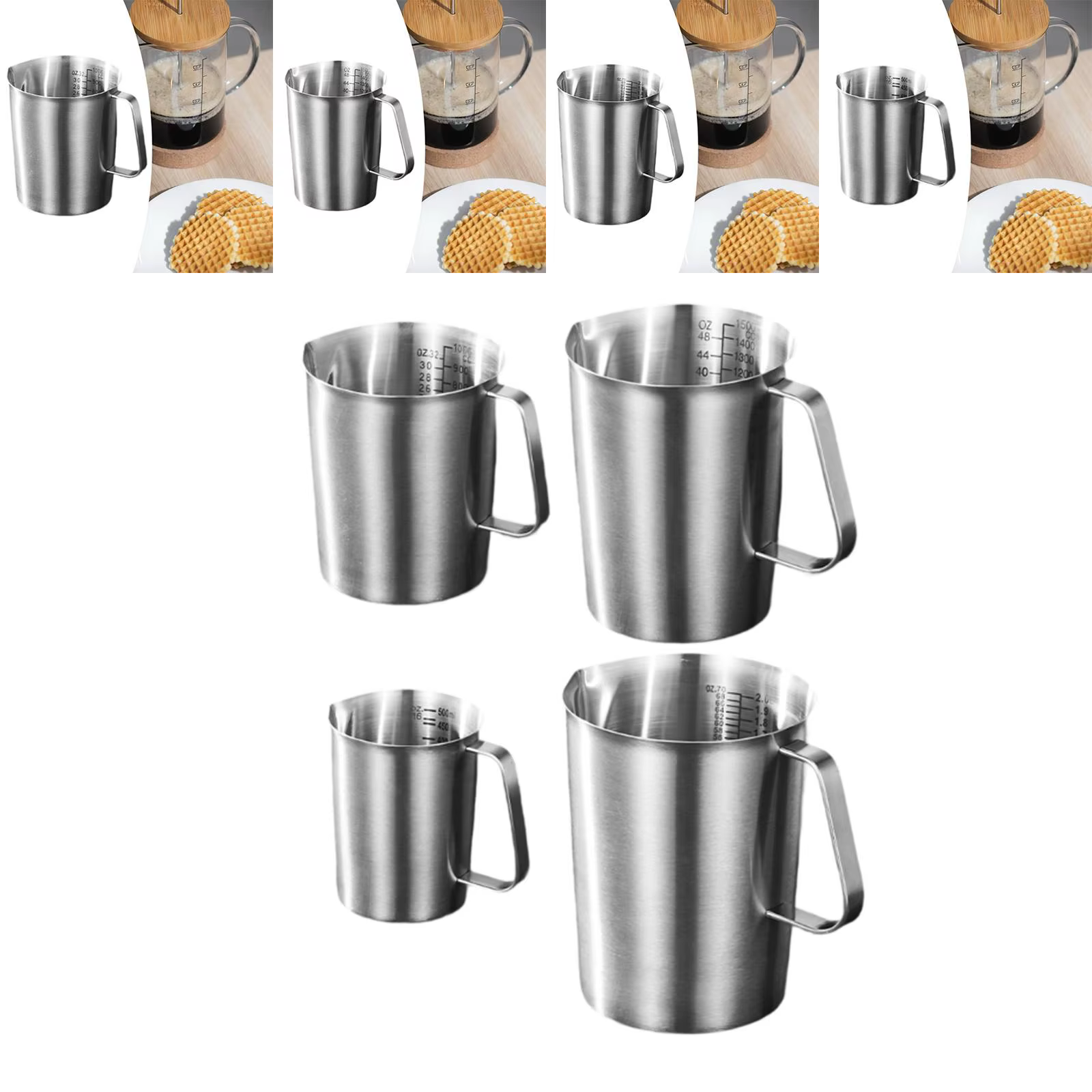 Taza medidora Kesoto en uso para preparar café