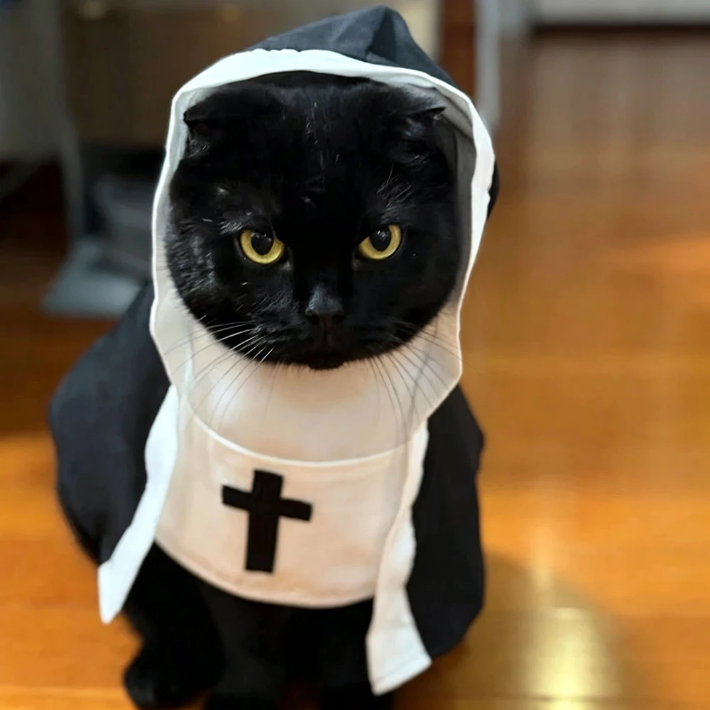 Disfraz de monja para gato – Traje de Halloween divertido