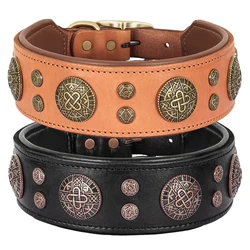 Collar de cuero con púas y tachuelas para perro pitbull y bulldog