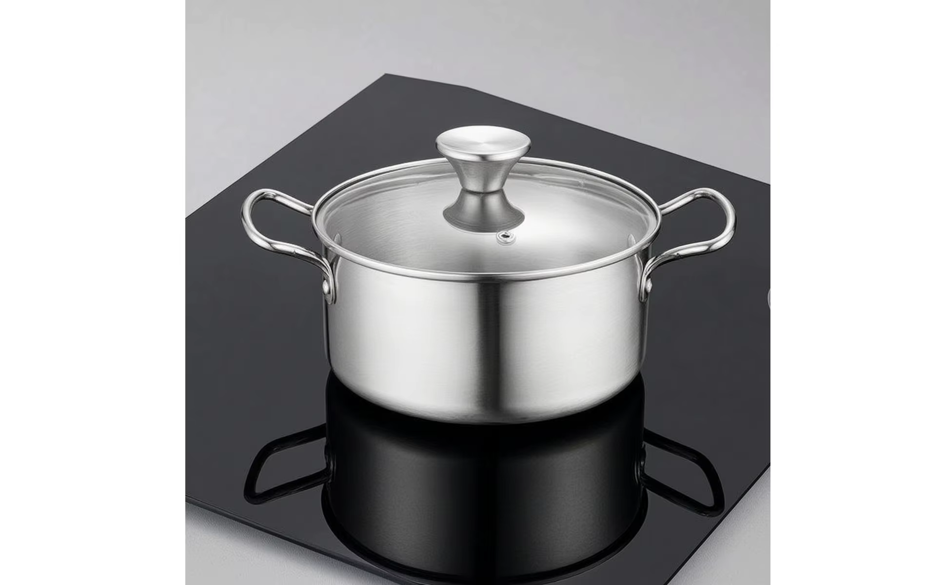 Juego de 6 ollas para sopa con asas, diseño elegante en acero inoxidable