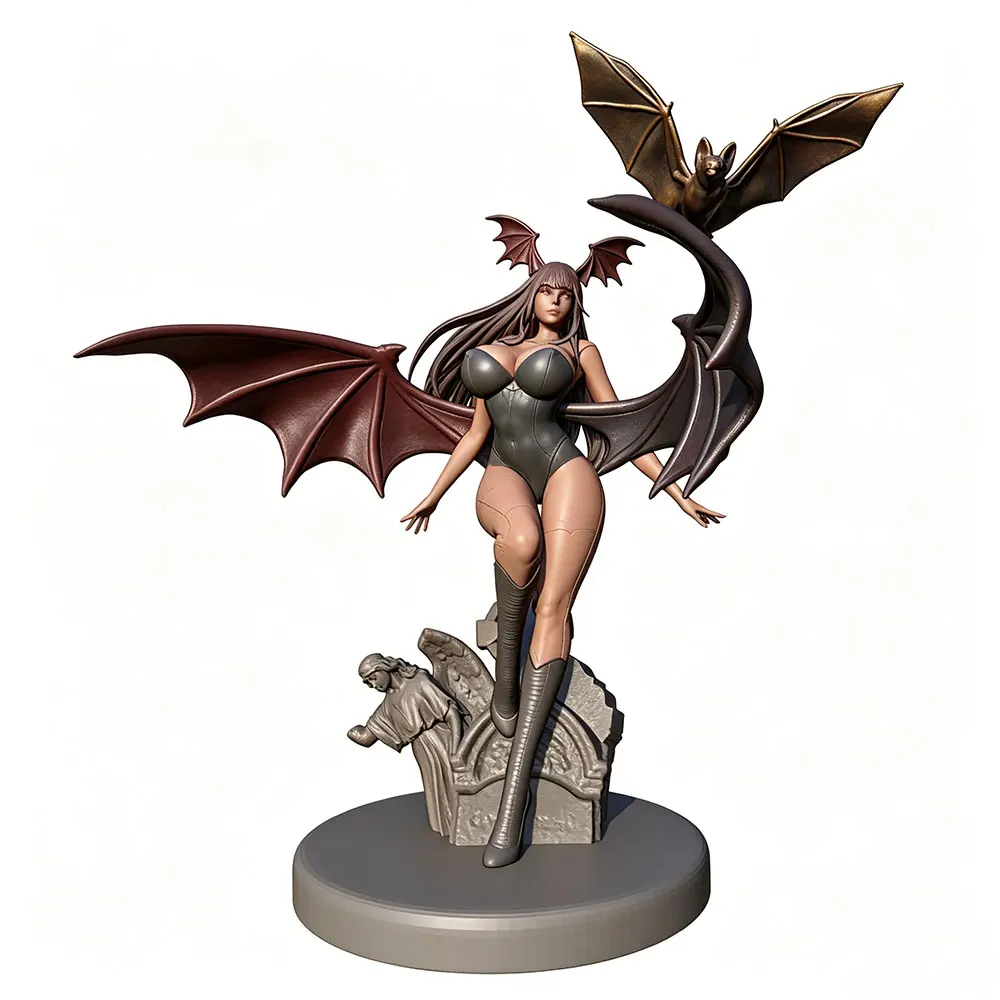 Figura coleccionable de anime impresa en 3D gris, sin montar DIY - imagen 3